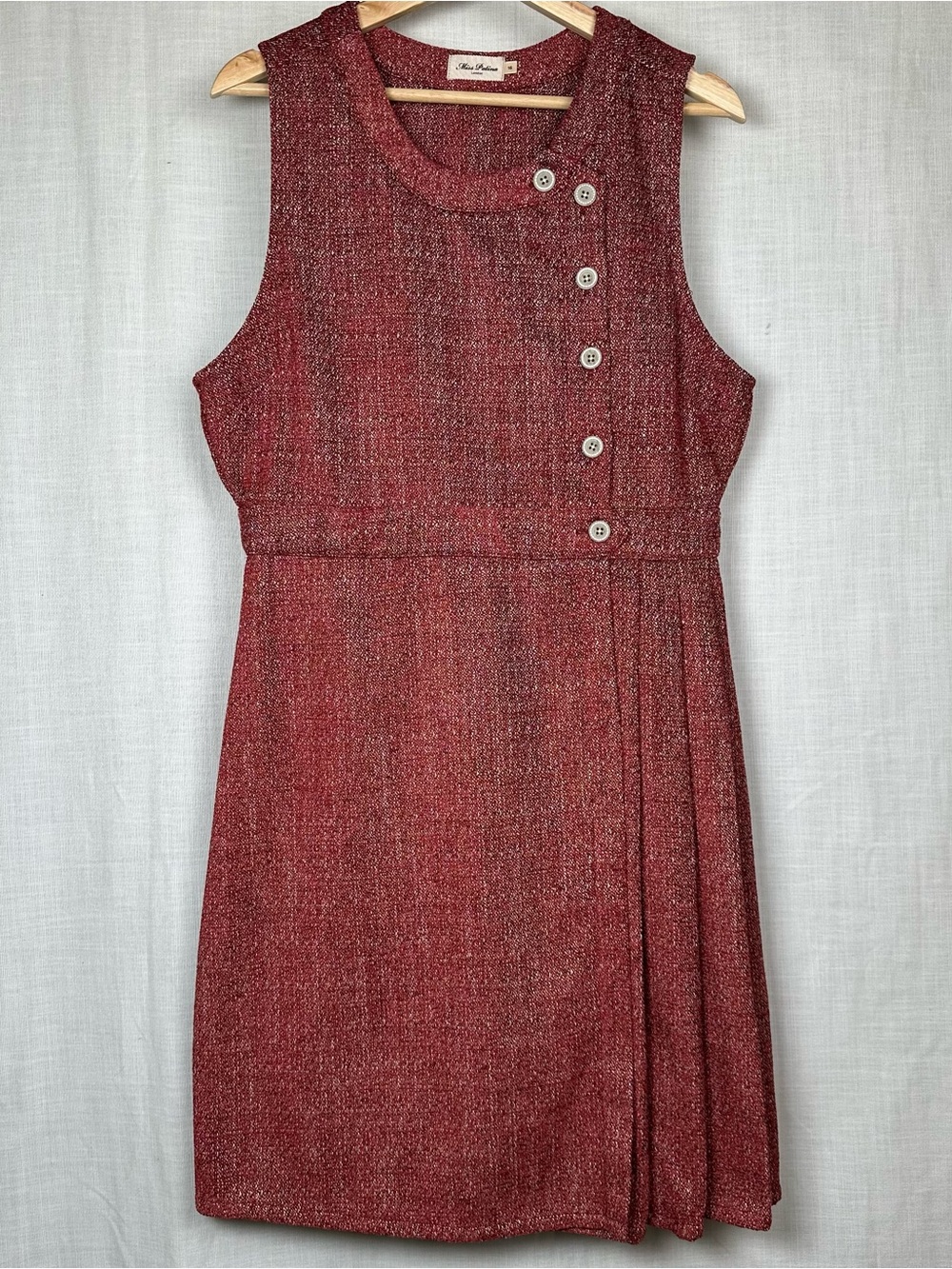 Miss Patina Kingsroad Pinafore Dress Tweed Maroon UK 16 Fits US M 8/10 Retro EUC